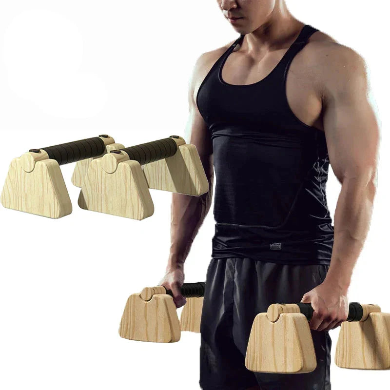 50cm Wooden Push-Up Bars Beech Wood Brown-1