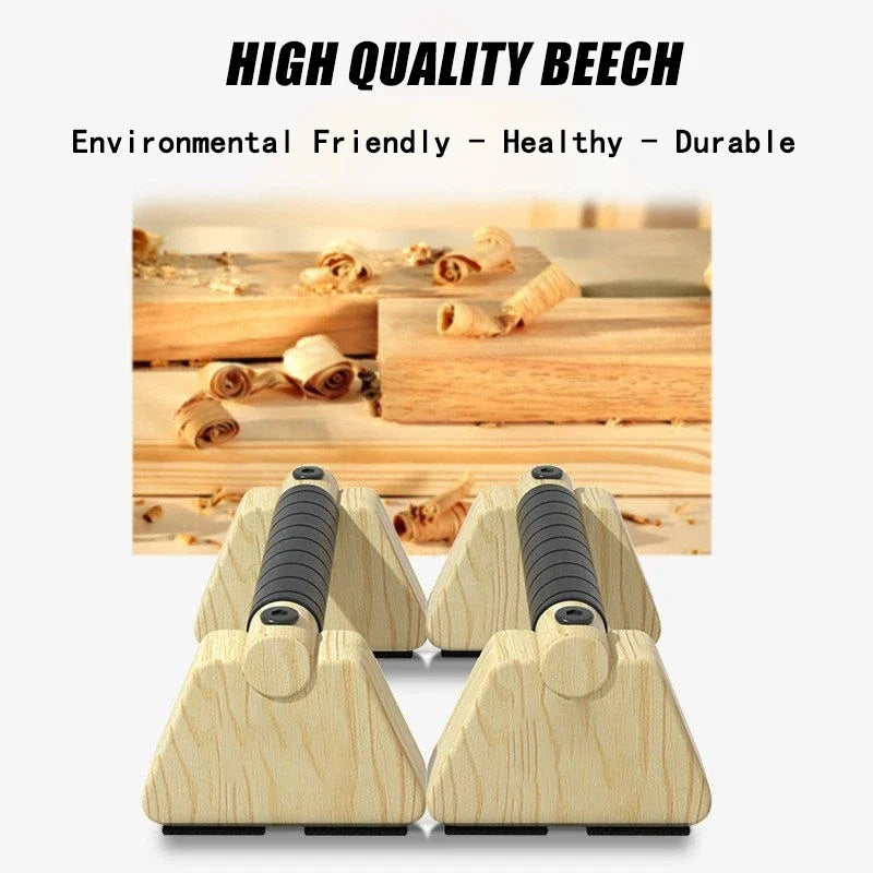 50cm Wooden Push-Up Bars Beech Wood Brown-3