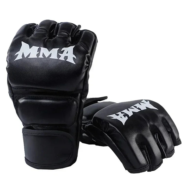 Leather Half-Finger Training Gloves for Boxing & MMA